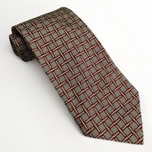 Valentino‎ Neck Tie 100% Silk Geometric Hand Made Made In Italy.